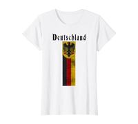 Bandera de Águila Alemana de Deutschland Vintage Heritage Design Camiseta gráfica económica, Mujer, Blanco, S