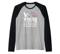 Bandera de águila del servicio de nieto orgulloso de la Segunda Guerra Mundial 2 Camiseta Manga Raglan