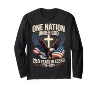 Bandera de águila One Nation Under God 250 Years Blessed 1776-2026 Manga Larga