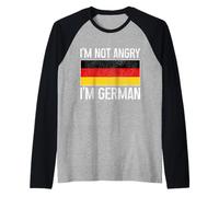 Bandera de Alemania divertida con texto en inglés "I'm Not Angry I'm German Camiseta Manga Raglan
