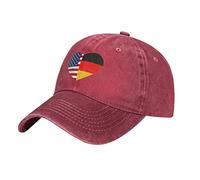 Bandera De Alemania Y Estados Unidos con Dos Corazones Hombre Mujer Gorras Vaquera Vintage Gorras Hip Hop Casual Gorra De Béisbol para Deporte Running Tenis