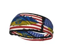 Bandera De Amistad Entre Estados Unidos Y Ucrania Hombre Mujer Cinta Sudor Cabeza Antideslizante Headband Elástica Diadema Deportiva para Fitness Gimnasio Ciclismo Tenis
