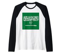 Bandera de Arabia Saudita Corazón Saudita Orgulloso Día Nacional del Patrimonio Camiseta Manga Raglan