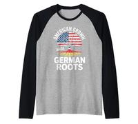 Bandera de árbol cultivada en Estados Unidos con raíces alemanas Cultural Camiseta Manga Raglan