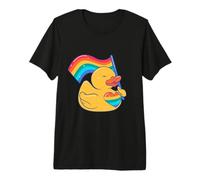 Bandera de Arco Iris de Pato de Goma corazón Estilo Amor Camiseta Premium