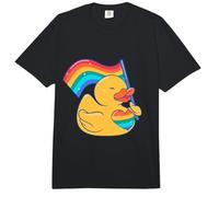 Bandera de Arco Iris de Pato de Goma corazón Estilo Amor Comfort Colors Adult Heavyweight T-Shirt