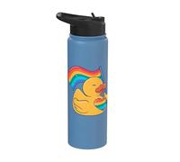 Bandera de arco iris de pato de goma corazón estilo amor Stainless Steel Insulated Water Bottle