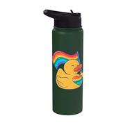 Bandera de arco iris de pato de goma corazón estilo amor Stainless Steel Insulated Water Bottle