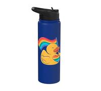Bandera de arco iris de pato de goma corazón estilo amor Stainless Steel Insulated Water Bottle