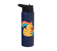 Bandera de arco iris de pato de goma corazón estilo amor Stainless Steel Insulated Water Bottle