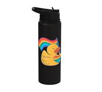 Bandera de arco iris de pato de goma corazón estilo amor Stainless Steel Insulated Water Bottle