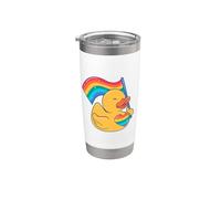 Bandera de arco iris de pato de goma corazón estilo amor Vaso térmico de acero inoxidable de doble pared