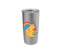 Bandera de arco iris de pato de goma corazón estilo amor Vaso térmico de acero inoxidable de doble pared