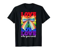 Bandera de Arco Iris del Orgullo Gay LGBTQ Coquette Bow Love Who You Want Camiseta