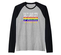 Bandera de Arco Iris LGBT de Salt Lake City Pride Gay Lesbianas Queer Camiseta Manga Raglan
