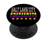 Bandera de Arco Iris LGBT de Salt Lake City Pride Gay Lesbianas Queer PopSockets PopGrip Adhesivo