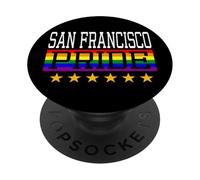 Bandera de Arco Iris LGBT de San Francisco Pride Gay Lesbianas Queer PopSockets PopGrip Adhesivo