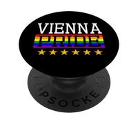 Bandera de Arco Iris LGBT Lesbianas Gay LGBT de Viena Pride Austria PopSockets PopGrip Adhesivo