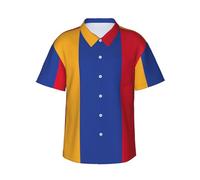 Bandera de Armenia camisa hawaiana para hombre con estampado de verano para playa con botones de manga corta para fiesta crucero, Negro , L