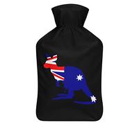 Bandera de Australia con botella de agua de goma canguro con cubierta de felpa suave, bolsa de agua caliente para invierno, manos y pies, protección contra el frío, 1000 ml