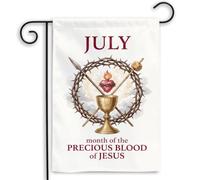 Bandera de balcón Julio Preciosa Sangre de Jesús Católica Banderas de | Jardín Césped 30x45cm Bandera resistente a la intemperie Banderas de Exterior para todas las temporadas Fiestas Jardín