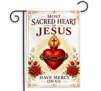 Bandera de balcón Sagrado Corazón de Jesús Católico Banderas de Jardín | Jardín 30x45cm Bandera resistente a la intemperie Banderas de Exterior para Césped Patio Calle