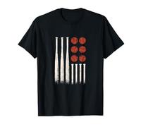 Bandera de béisbol Grunge, diseño vintage de bate y pelota Camiseta