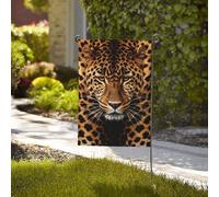 Bandera de bienvenida para jardín, resistente a la intemperie, 28 x 40 pulgadas, banderas de doble cara para exteriores que representan un leopardo, pequeñas banderas de jardín para exteriores