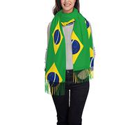 Bandera De Brasil Bufanda Con Borlas Cálida Pañuelo Abrigado Cozy Bufanda Para Mujer