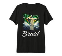 Bandera de Brasil Cristo Redentor Hombres Mujeres Niños Brasileño Camiseta Premium