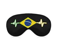 Bandera de Brasil Heart Beat Sleeping Eye Mask Sombra de ojos con correa ajustable Venda para los ojos para viajes en avión