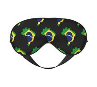 Bandera de Brasil Mapa 14 Bandera de Brasil Mapa Máscaras para dormir Correa ajustable Máscara de ojos suave para mujeres Hombres Viajes Trabajo Hogar