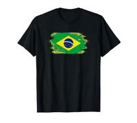 Bandera de Brasil Orgullo Brasileño Ilustrado Grunge Tattered Camiseta