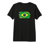 Bandera de Brasil Orgullo Brasileño Ilustrado Grunge Tattered Camiseta Premium