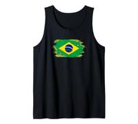 Bandera de Brasil Orgullo Brasileño Ilustrado Grunge Tattered Camiseta sin Mangas