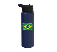 Bandera de Brasil Orgullo Brasileño Ilustrado Grunge Tattered Stainless Steel Insulated Water Bottle