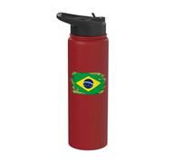 Bandera de Brasil Orgullo Brasileño Ilustrado Grunge Tattered Stainless Steel Insulated Water Bottle