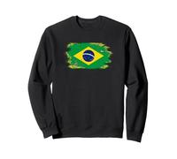 Bandera de Brasil Orgullo Brasileño Ilustrado Grunge Tattered Sudadera