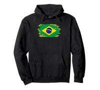 Bandera de Brasil Orgullo Brasileño Ilustrado Grunge Tattered Sudadera con Capucha