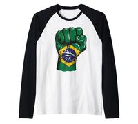 Bandera de Brasil Orgullo Brasileño Raíces Brasil Brasil Camiseta Manga Raglan
