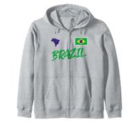 Bandera de Brasil País Script Fuente Silueta Orgullo Brasileño Sudadera con Capucha