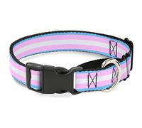 Bandera de Buckle-Down Transgénero Bebé Azul/Rosa bebé/Blanco Martingale Collar de Perro, 3,81 cm de Ancho, cuellos de 45,72 cm - 32"