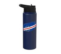 Bandera de Cabo Verde Gráfico Grunge envejecido Stainless Steel Insulated Water Bottle