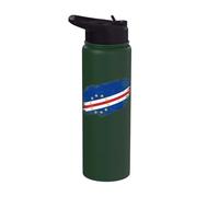 Bandera de Cabo Verde Gráfico Grunge envejecido Stainless Steel Insulated Water Bottle
