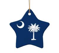 Bandera de Carolina del Sur, estrella de cerámica, decoración navideña para un tema tradicional o vintage de decoración navideña