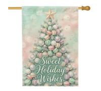 Bandera de casa con cita para árbol de Navidad, 71 x 101 cm | Paleta de colores pastel, bandera de patio, adornos para tartas, decoración de estrella dorada, tipografía fantástica