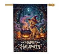 Bandera de casa para perro, caldero de calabazas festivas, calabazas, Halloween, arpillera naranja, de doble cara exterior, bandera grande de jardín para patio al aire última intervensión, entrada