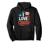 Bandera de castor de hoja de arce I Love Canada Sudadera con Capucha