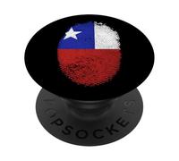 Bandera de Chile Huella Digital Orgullosos Chilenos Hombres Mujeres Niños ADN PopSockets PopGrip Adhesivo