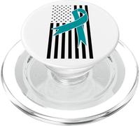 Bandera de concientización sobre el cáncer de Ovario, Color Verde Azulado PopSockets PopGrip para MagSafe